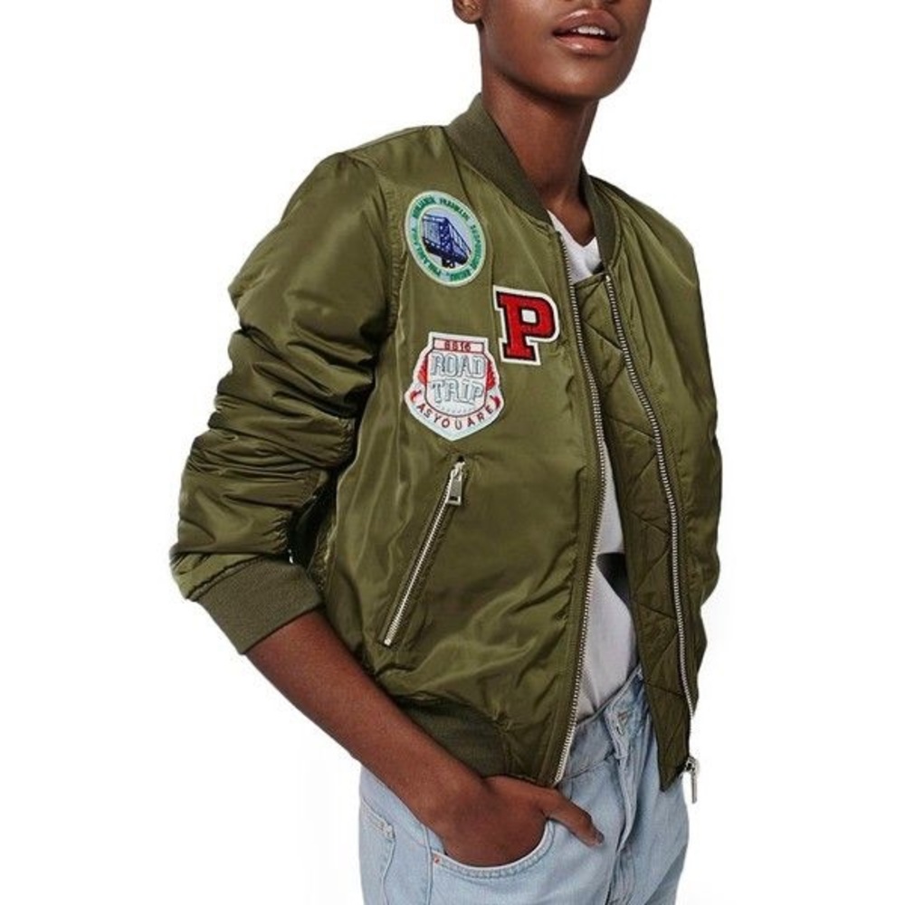Olive Green Topshop Bomber